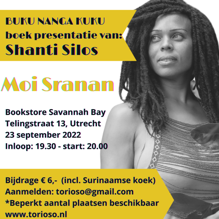 Flyer voor Buku Nanga Kuku met op de foto Shanti Silos