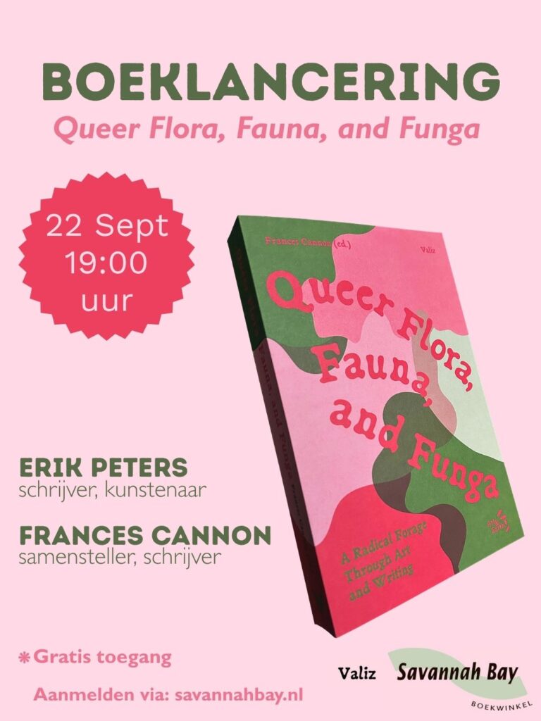 Flyer for the book launch of Queer-Flora-Fauna-and-Funga