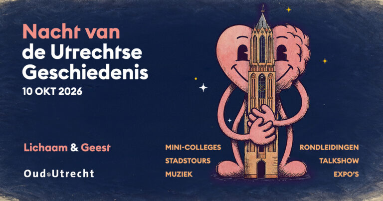 Afbeelding van de Nacht van de Utrechtse Geschiedenis, een evenement in het kader van de maand van de Geschiedenis. Een hele avond lezingen, workshops en nog veel meer op 10 oktober 2026